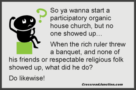So you want to find ekklesia? Maybe you're looking in all the wrong places. https://crossroadjunction.com/2012/02/04/fringe/ 